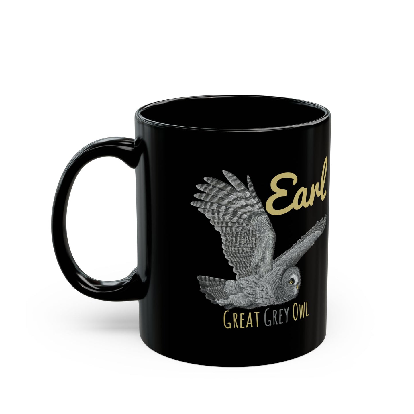 Earl Great Grey Owl - Black Mug (11oz, 15oz)