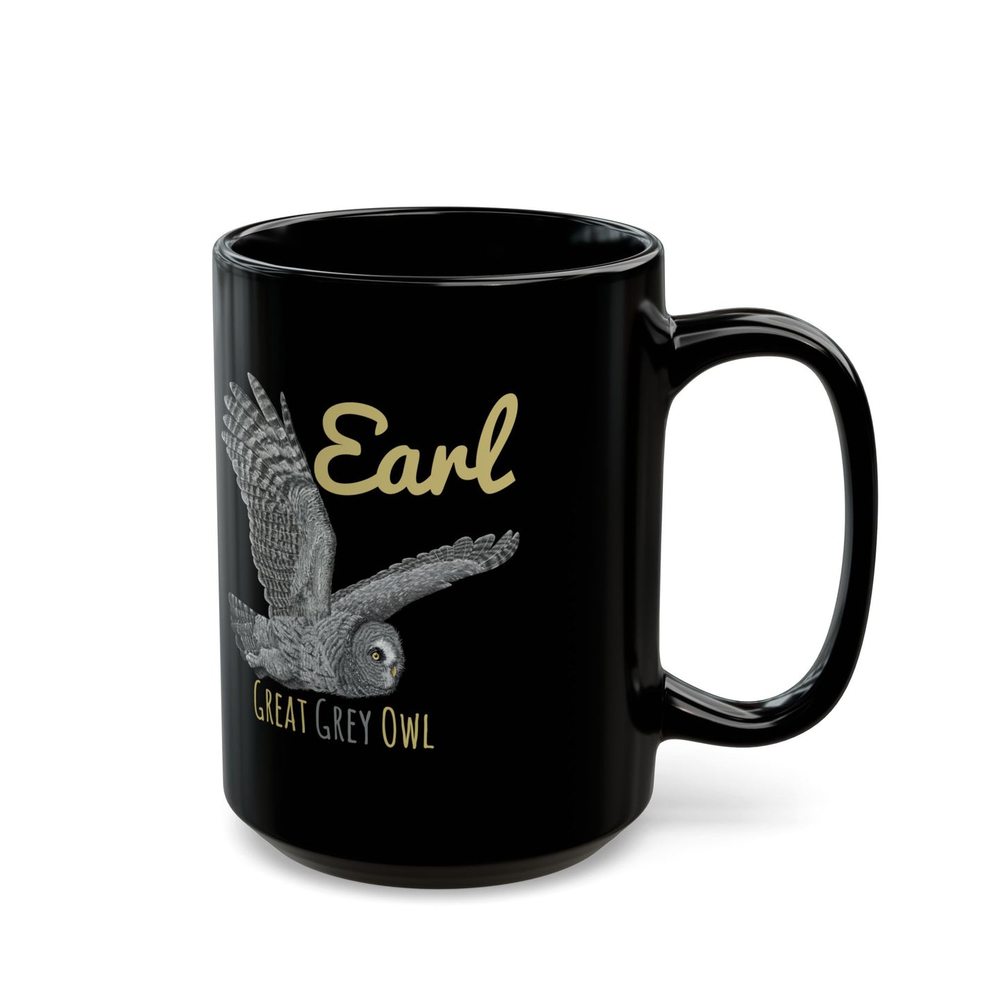 Earl Great Grey Owl - Black Mug (11oz, 15oz)