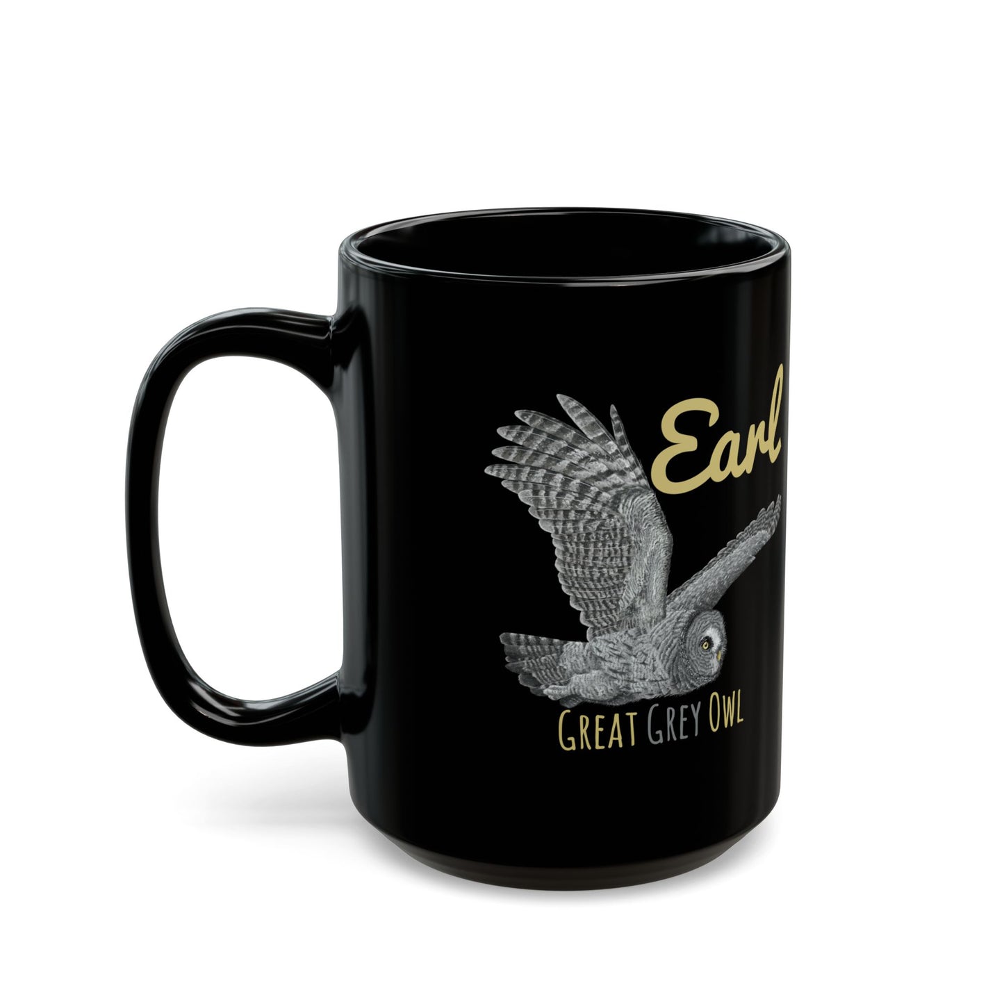 Earl Great Grey Owl - Black Mug (11oz, 15oz)