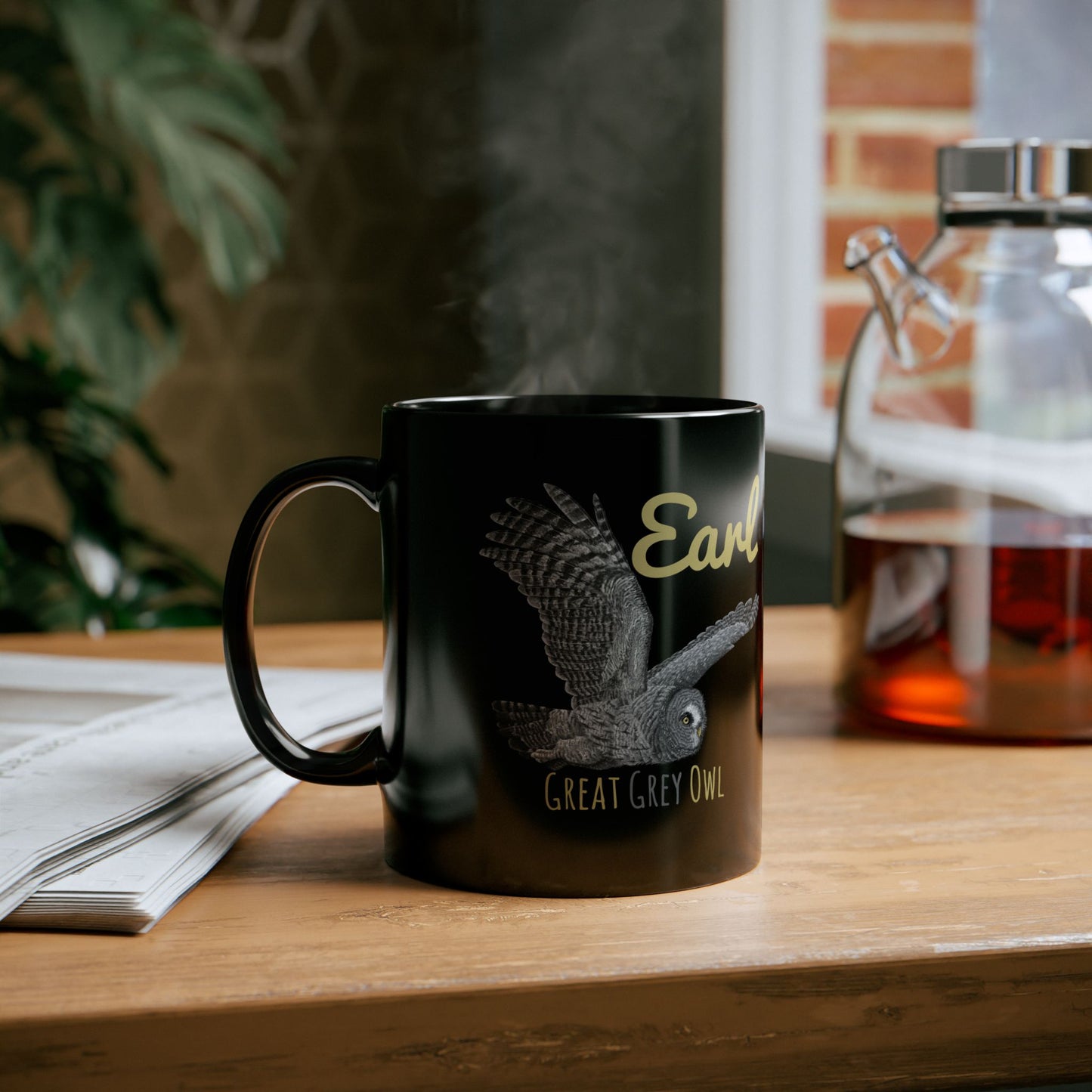 Earl Great Grey Owl - Black Mug (11oz, 15oz)