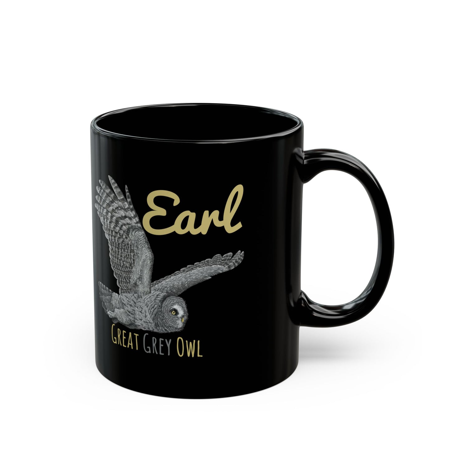 Earl Great Grey Owl - Black Mug (11oz, 15oz)